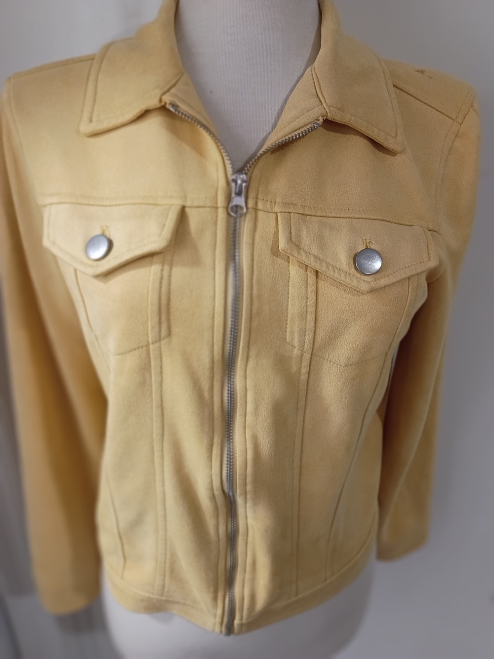 Skye's the Limit Pale Yellow Zip-Front Jean Jacket